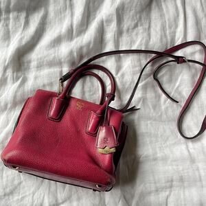 MCM Milla grained calfskin mini tote burgundy